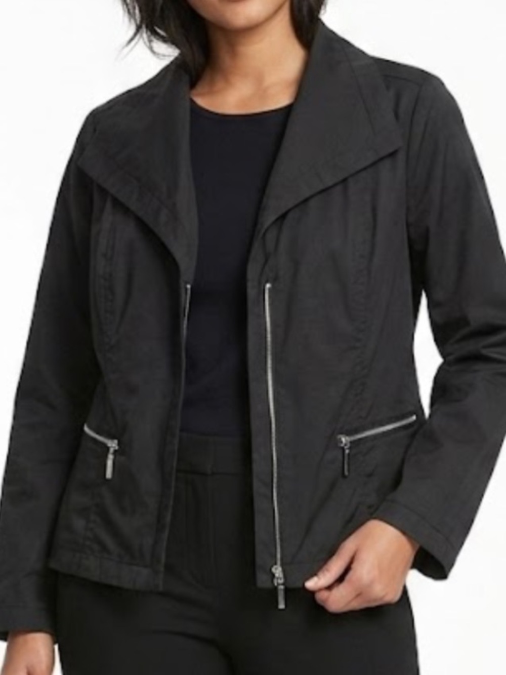 Chico's Black Asymmetrical Zip Moto Jacket